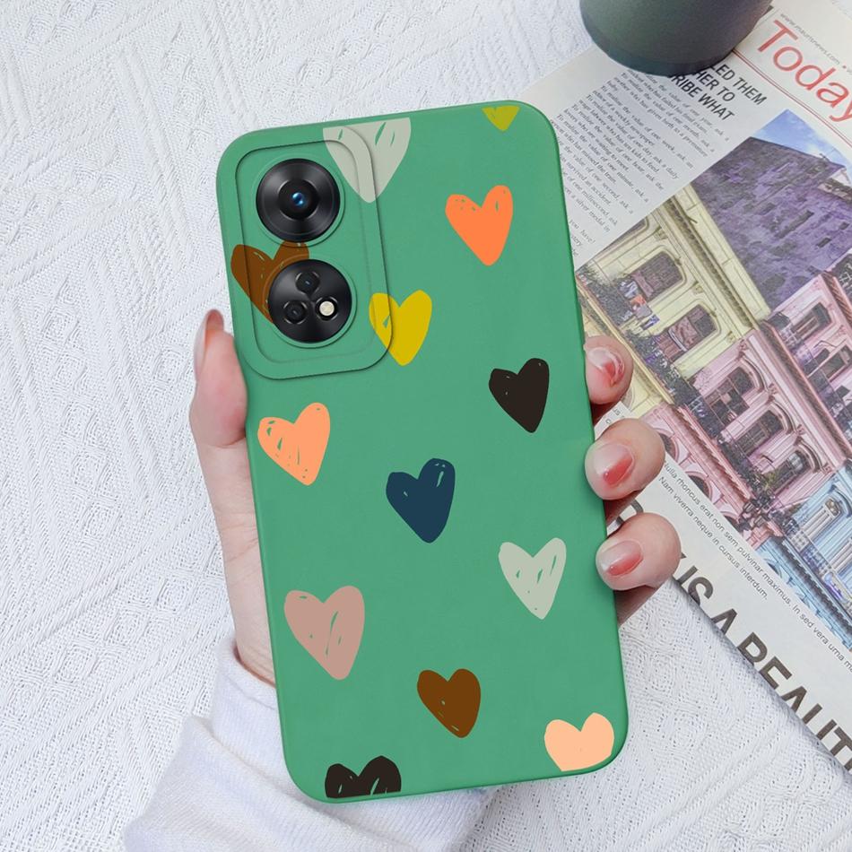 Per Custodia Telefono Oppo Reno 8T 8Z Cuore Amore Protezione Fotocamera Morbido Silicone Liquido Copertura Posteriore Per OPPO Reno8T 4G 5G 8 Lite Guscio