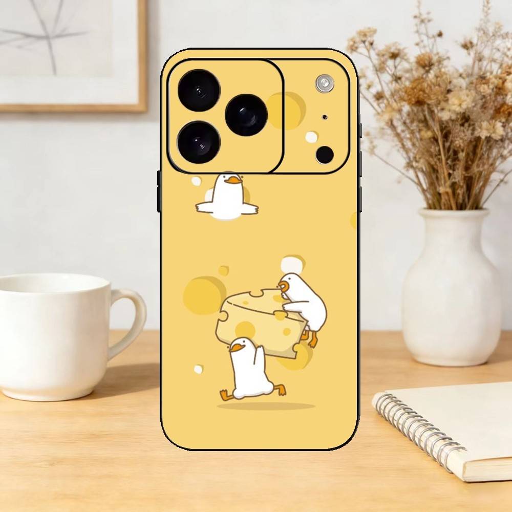 

Мультяшный милый чехол-гусь для iPhone 17,16,15,14,13,12,11 Plus,Pro,Max,Mini Силиконовый черный Мягкий чехол iPhone14ProMax