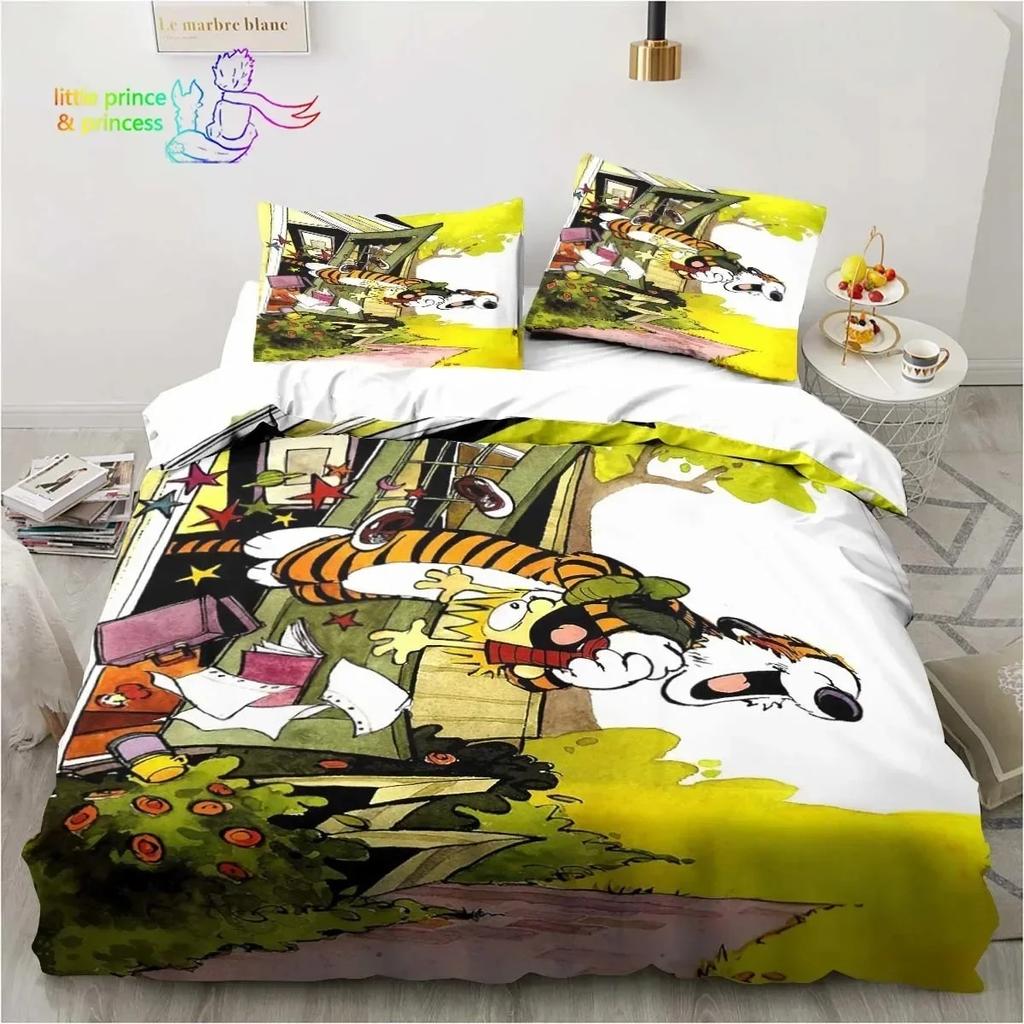 Cartoon Calvin Hobbes 3D Print Bedding Set Single Twin Full Queen King Size Bed Set Adult Kid Bedroom Bedding Gift