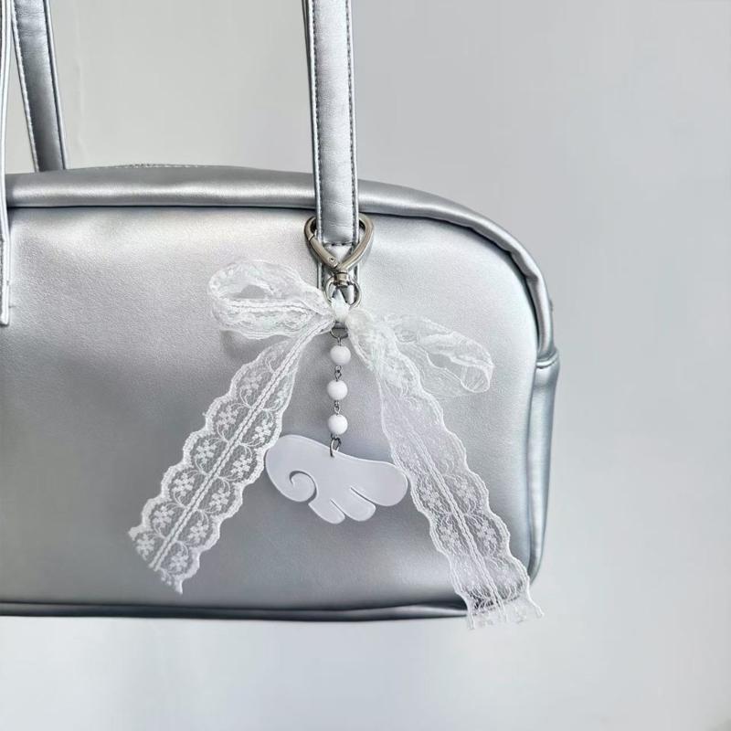 Elegant Angel Wing Keychain Sturdy Acrylic Key Chain Adornment For Keys Bags And Fashion Accessories