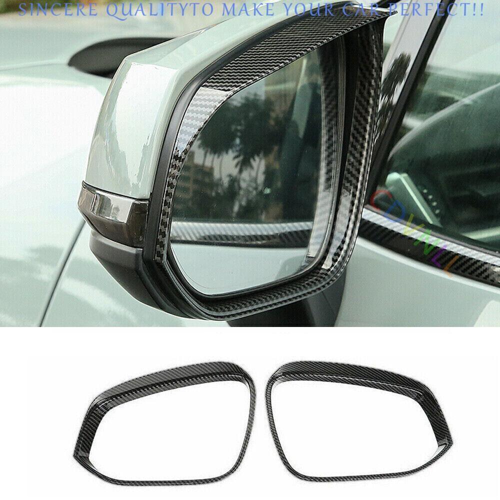 For Toyota RAV4 2019-2025 Carbon Fiber Rear View Mirror Frame Molding Trim 2PCS