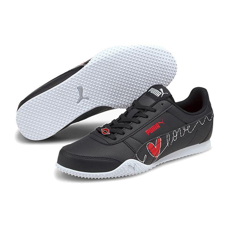 Puma Bella Valentine Synthetic Leather Shock Absorbing Durable Lightweight Low Top Running Shoes Women sneaker Black Red Gray 368868-02