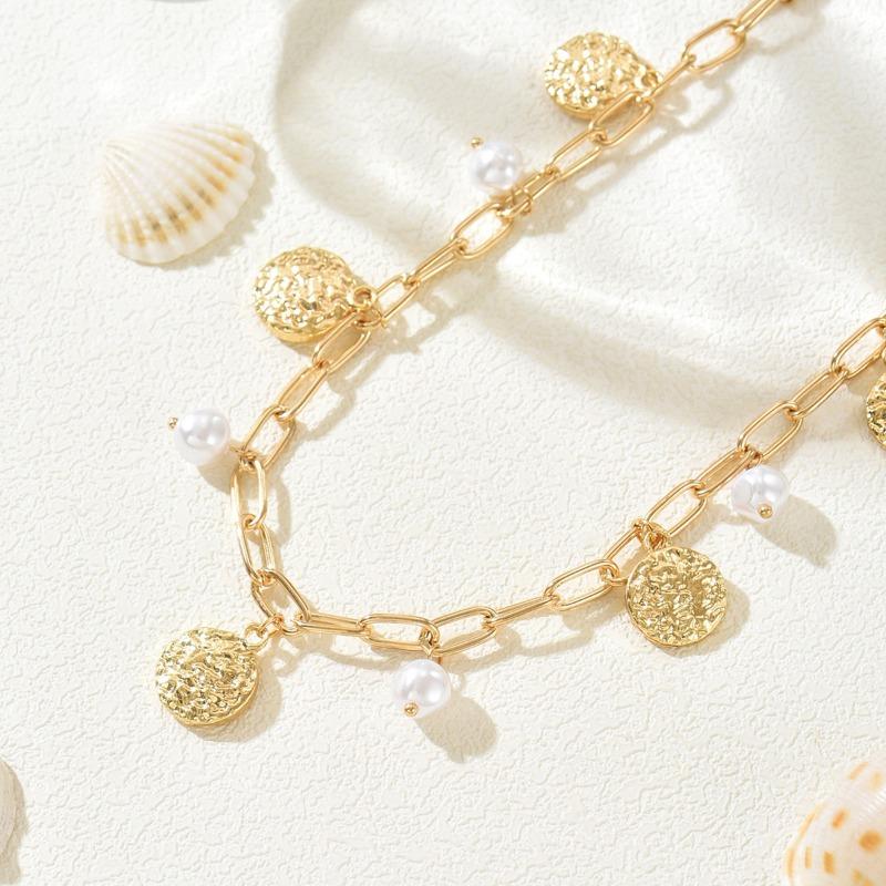 Imitation Pearl Necklace, Fashion Accessories Women's Minimalist Design Sense Round Irregular Neck Chain