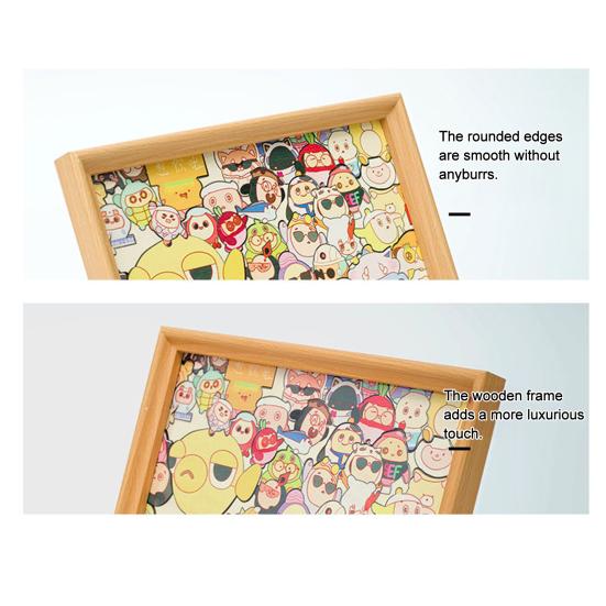 Cartoon Egg Wooden Coloring Puzzle Kit with Photo Frame Marker Pens DIY Hand-Painted Irregular Jigsaw