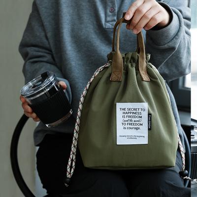 Japanische Koreanische Lunchtasche Baumwolle Segeltuch Kordelzug Handtasche Tragbar Thermoisoliert Picknick Lebensmittelaufbewahrung Bento Box Tasche Tragetasche