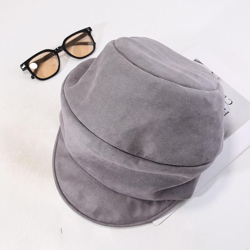 

Ретро замшевая шляпа женская новая большой окружности головы восьмиугольная шляпа весна и осень лицо маленькое берет утка клюв шляпа художника тренд M（56-60cm）