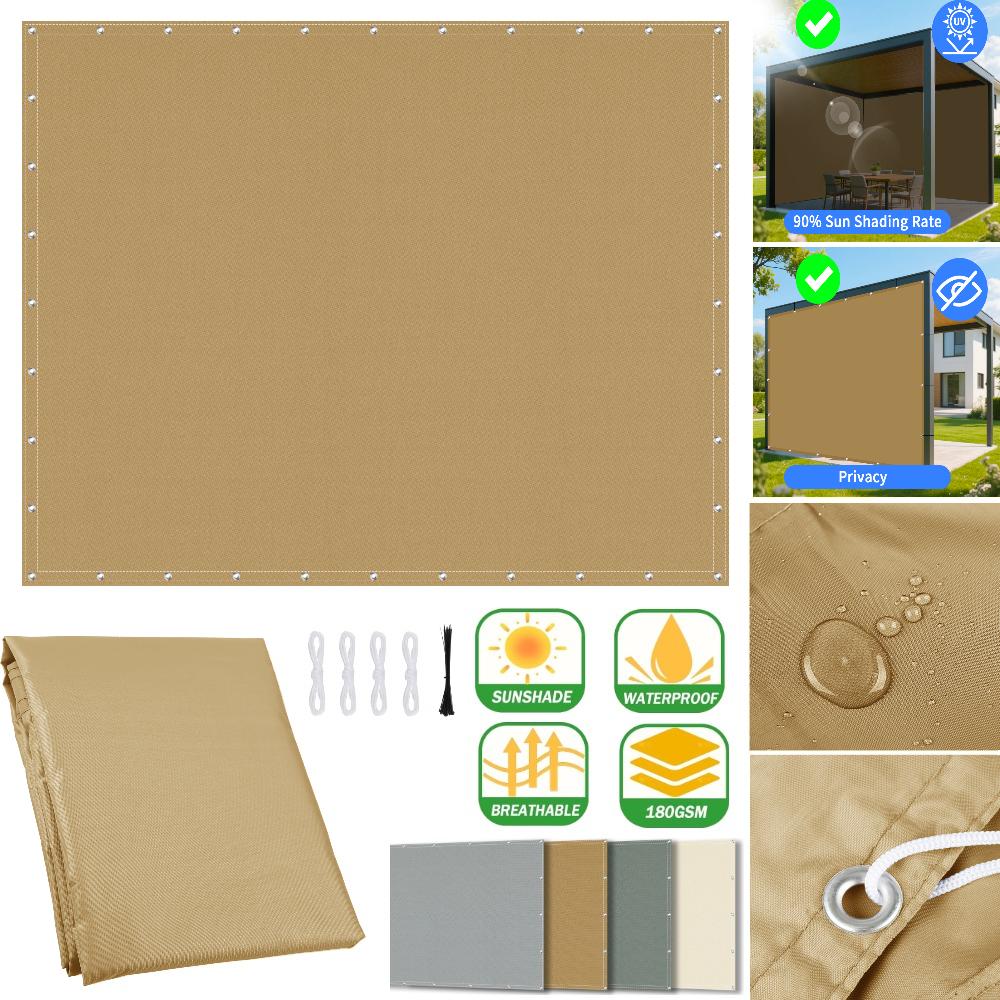 Waterproof Sun Shade Sail with Eyelets UV Blocker Cover Straight Edge Awning Canopy for Garden Patio Roof Cover Privacy Shelter 2x2M