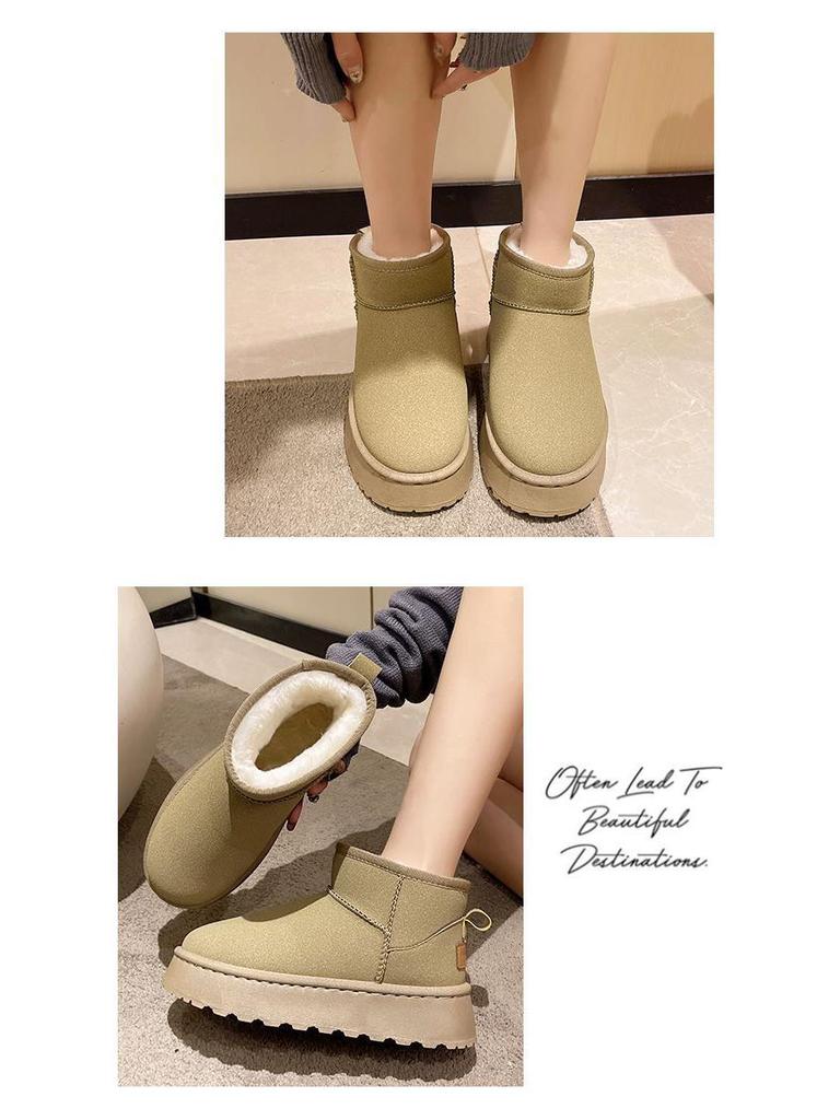 Dam 2024 Plattform Snökängor - Tjocksulade, Vattentäta, Halkfria, Plus Sammet Varma Utomhus Vinterskor