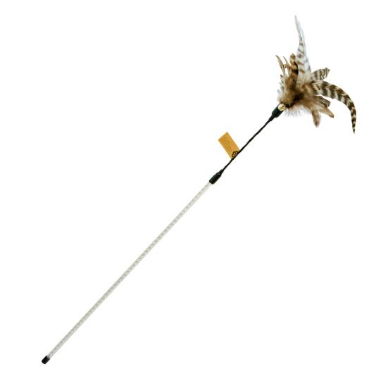 

Cat Wand Feather Design with Bells Ergonomic Handle Smooth Edge Bite-resistant Relieve B