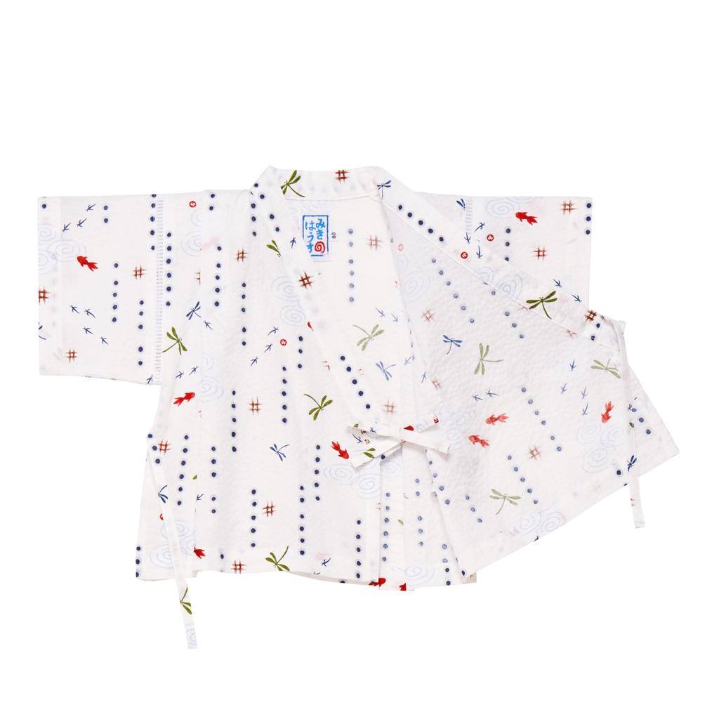 MIKI HOUSE Jinbei Suit Short Dragonfly and Goldfish Made In Perfect for Fireworks Summer Baby Set, Sleeves, Design, Japan, Boys', Festivals,