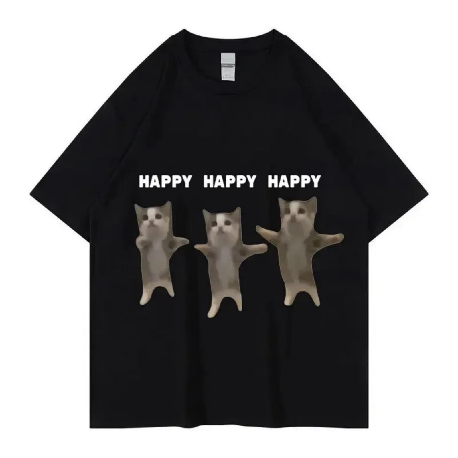 

Cat Print T-shirt for Women Happy Dancing Cat Print Short Sleeve Shirt Casual Cotton Fashion Plus Size Graphic T Shirts XXXXXL різнокольоровий