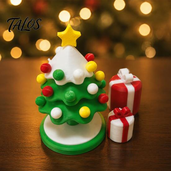 Holiday Home Decor Gifts 3D Printed Mini Dancing Christmas Tree Figurine, 360° Rotatable Fun Interactive Figures Toy, Cute Xmas Desktop Ornament,