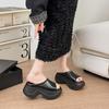 Muffin thick-bottomed cool slippers for women's summer wear new niche small person height beach one-word drag