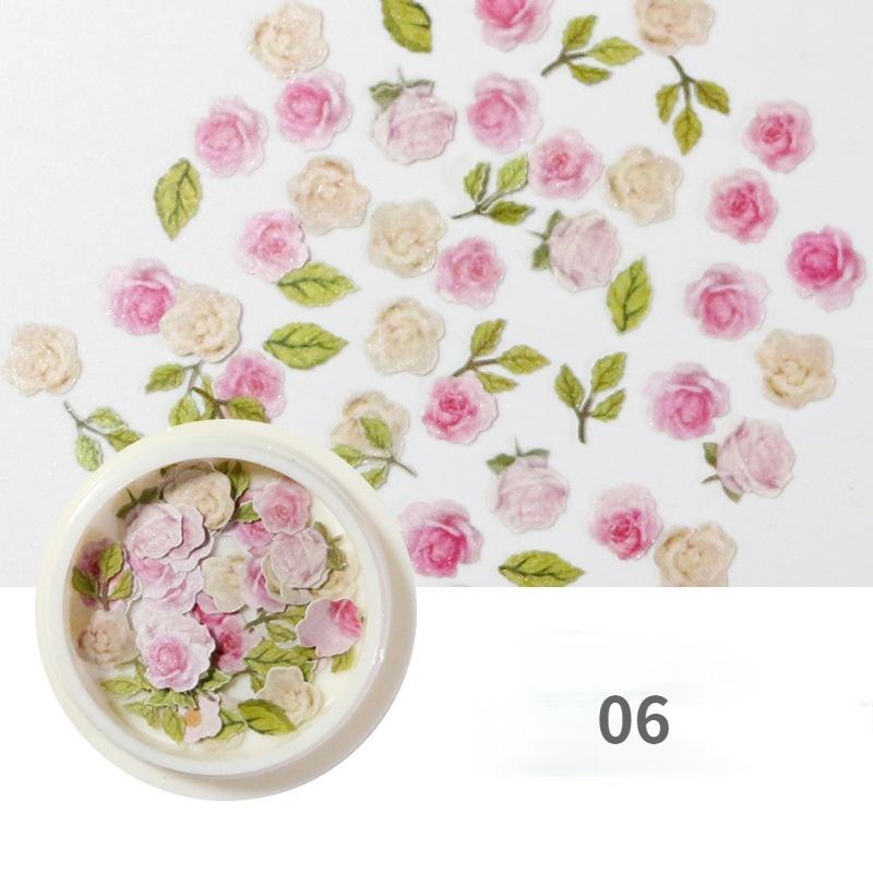 2 Boxes Nail Art Color Mixed Small Daisy Flower Rose Ultra-thin Wood Pulp Patch DIY Nail Art Jewelry Nail Art Decoration