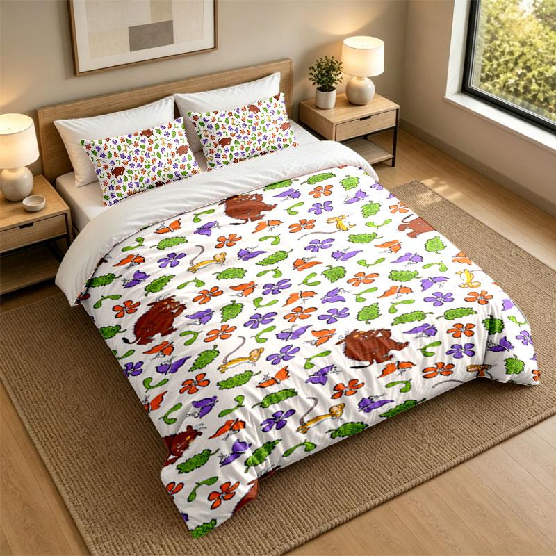 Ensemble de literie 3 piècesLe Gruffalo Drap de lit doux et deux taies d'oreiller Décor de chambre à coucher pour la maison