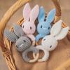 Animals Baby Crochet Rattle Wood Ring Knitting Gym Toy Cartoon Bunny Rattles Toys  Educational Toy