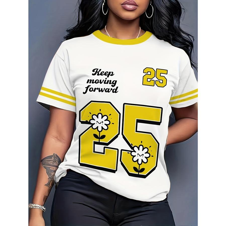 Striped digital printing summer new casual versatile fashion trend casual comfortable short sleeve crew neck S