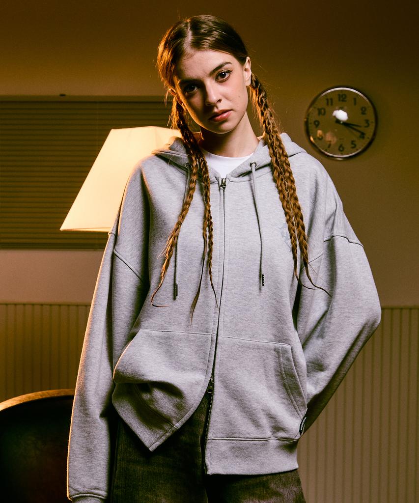 Quton Moire Oversized Zip-Up Hoodie 2 Colors