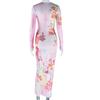 European and American Style Fashionable Printed Round Neck Pullover Long Sleeved Dress with Buttocks Wrapped Long Skirt, Street Style Casual Dress