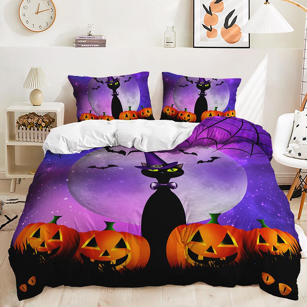 Dreiteiliges Halloween-Quilt-Set Zweiteiliges Bettwäscheset