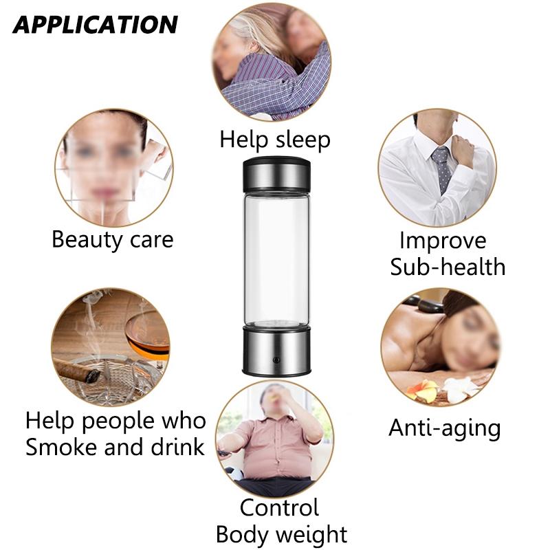 USB Portable Rich Water Ionizer Generator Purifier Transparent Antioxidant Energy Cup Water Ionizer Generator 450ml New