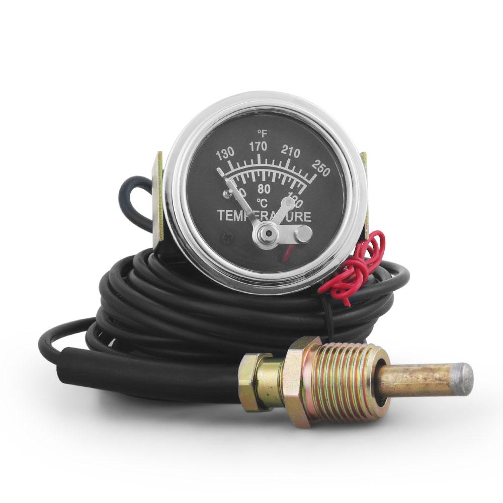 2" 52MM Mechanical 12V Water Temp Gauge Manually Alarm 50-120℃/130-250℉ Water Temperature Meter Yellow Light NPT 1/2 Sensor