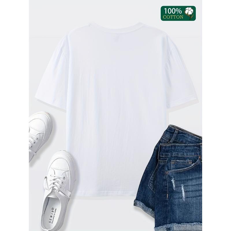 European Size Daisy Home, Leisure, Fashion, Versatile, Commuting, Sports, Universal Versatile, Comfortable Sports Heavyweight Pure Polyester T-shirt