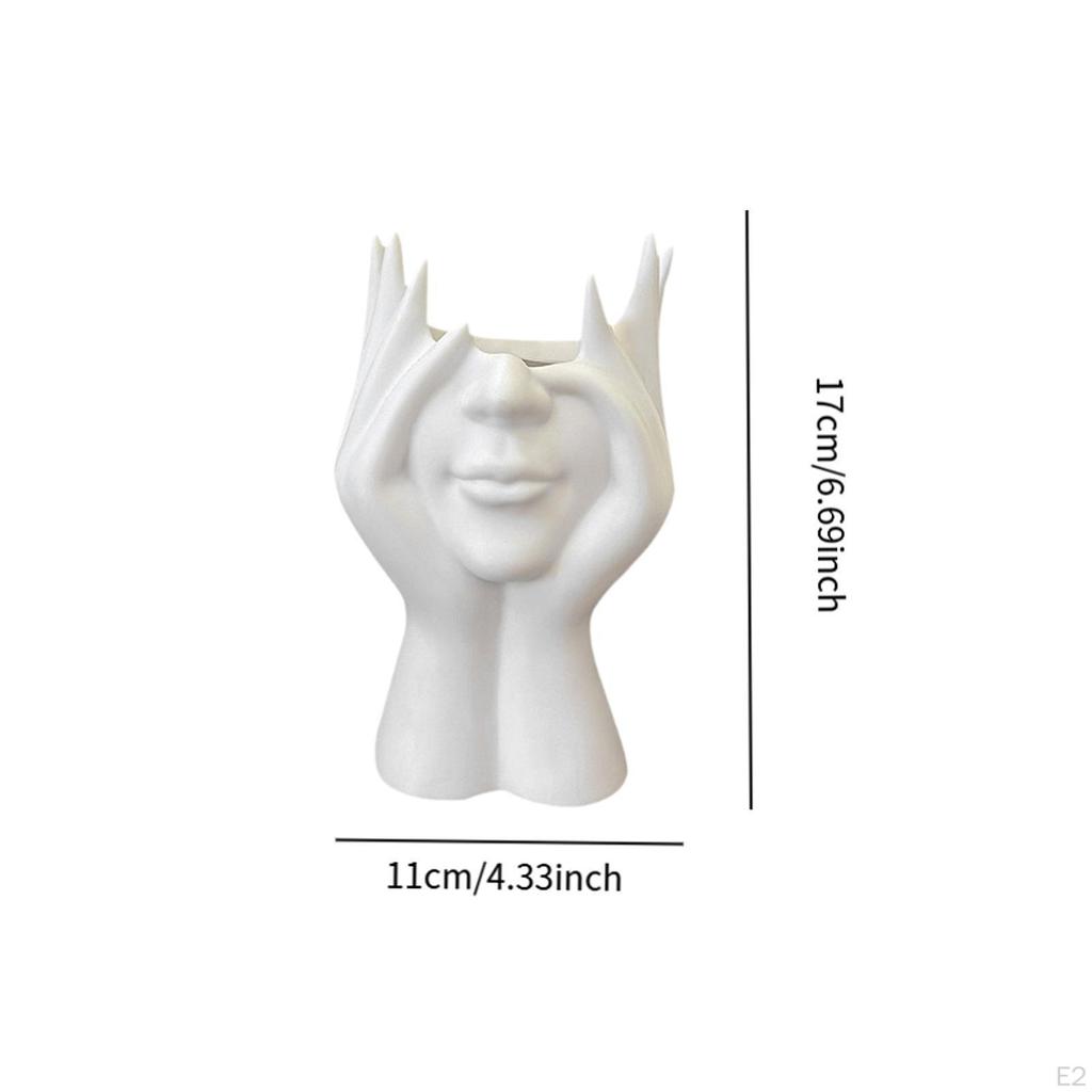 Female Form Face Vase White Pen Holder Table Decoration Plants Container Human Body Flower