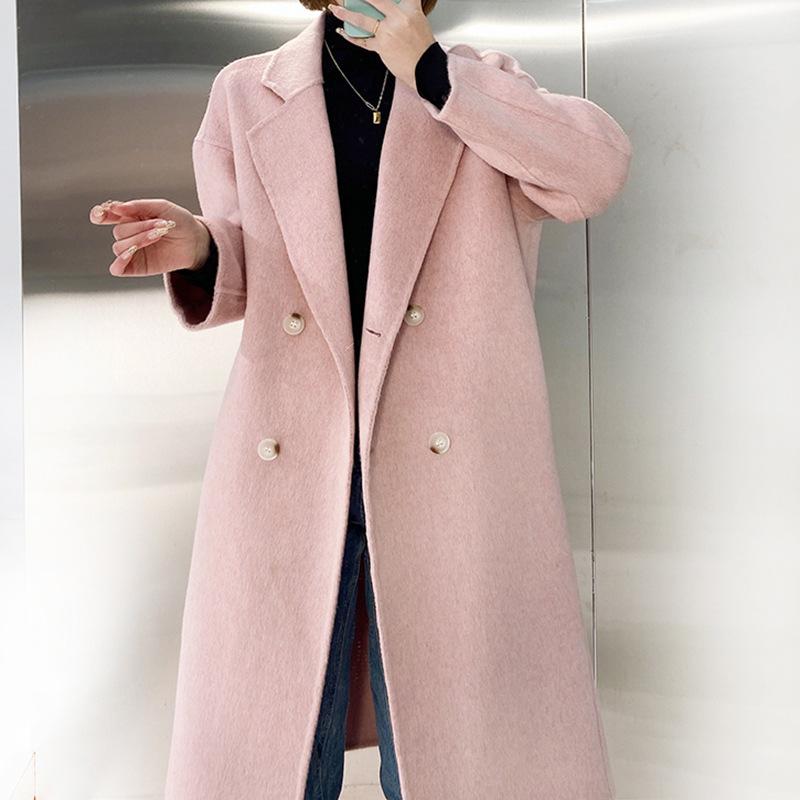 Lână Larg Palton de Lână Față-verso cu Piept Dublu Guler Tip Costum Jachetă de Damă Temperament Navetist
