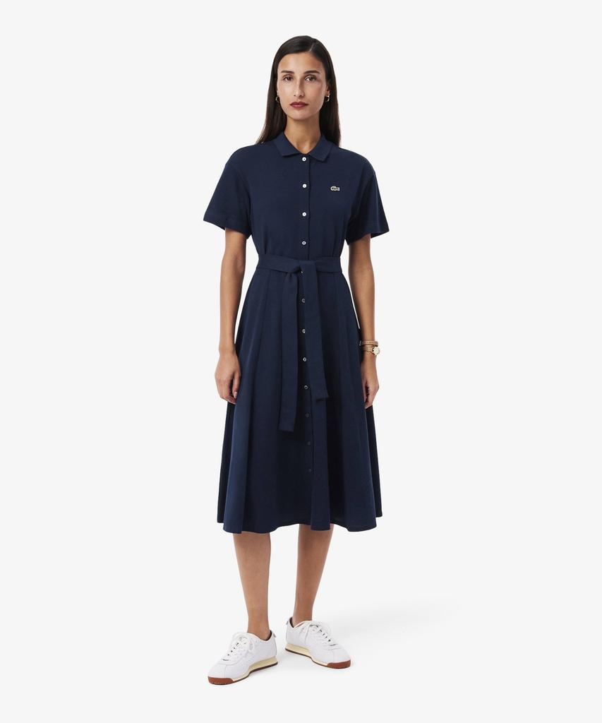 LACOSTE Women'S Fit-And-Flare Belted Polo Dress Ef9621-56G 166