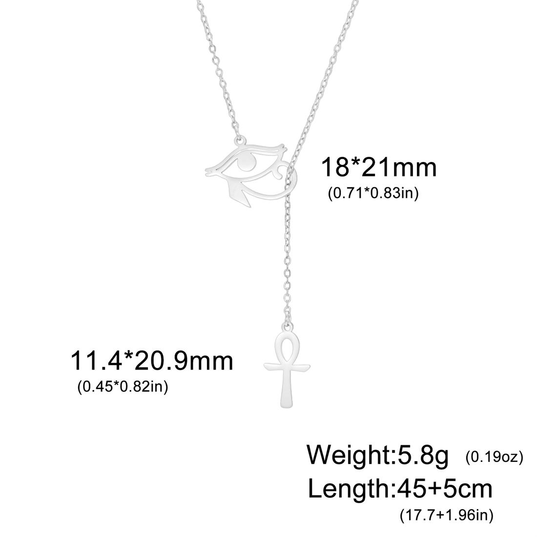 Eye of Horus and Ankh Cross Necklace Stainless Steel Vintage Mythology Egyptian Necklaces Religious Amulet Jewelry Gifts