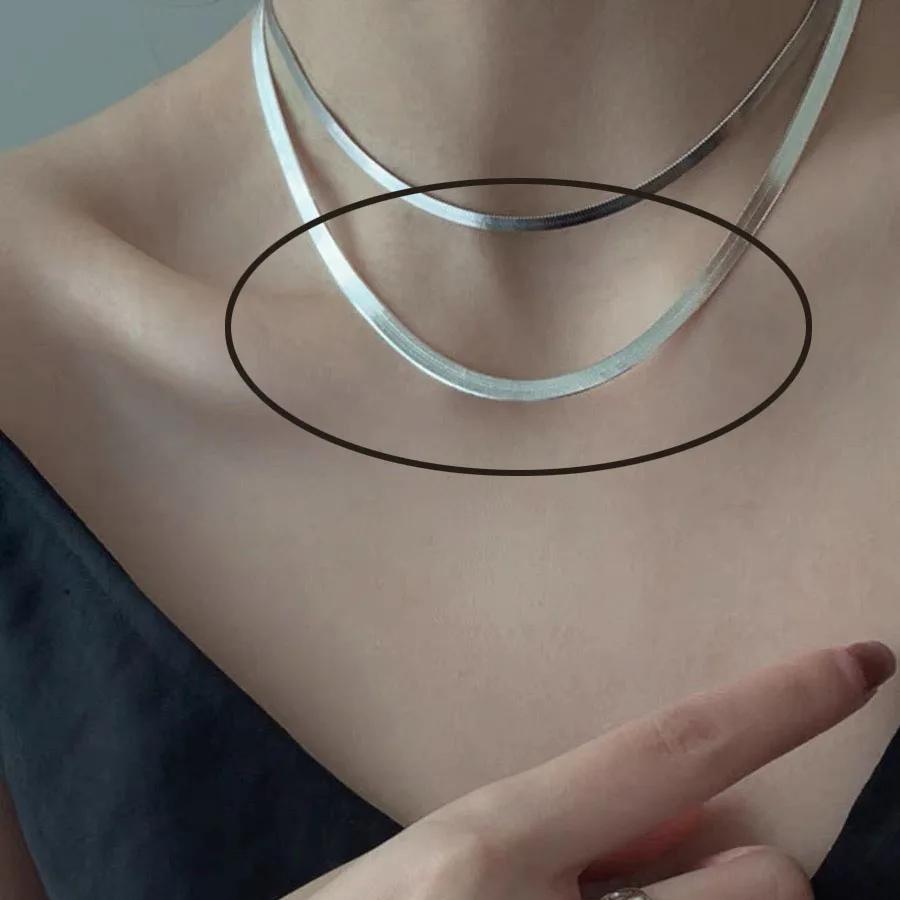 Silver color Choker Necklace For Women Snake Chain Smiple Geometric Fine Jewelry Wedding Party Birthday Gift