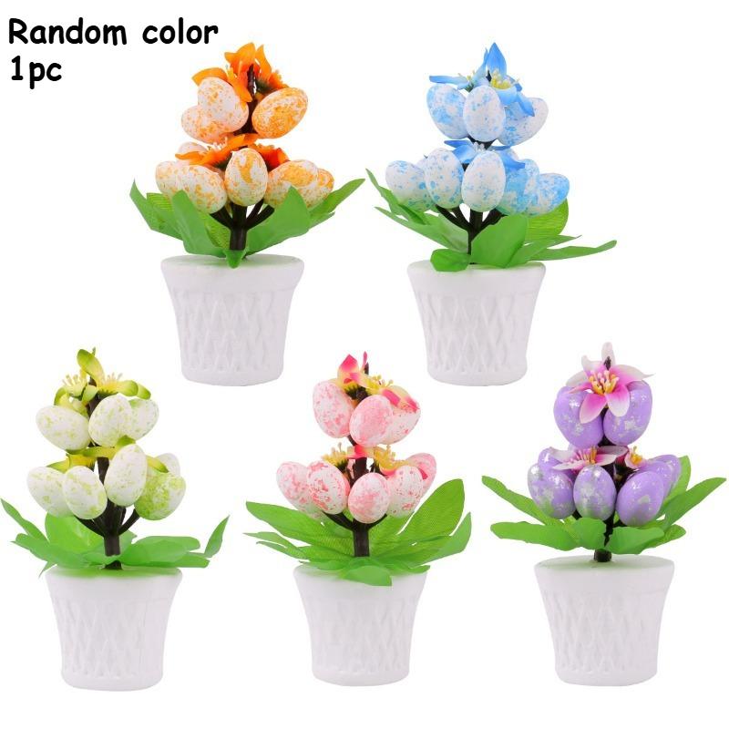 Пасхальное Яйцо Цветок В Горшке Украшения Пенопласт Симуляция Пятнистое Яйцо Горшок для Цветов Декорация Сцены Настольное Украшение для Дома и Офиса