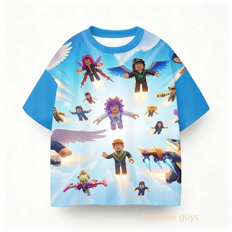 Boys Clothes Girls Kids Roblox Summer Game T-shirt Anime Casual Wear 100