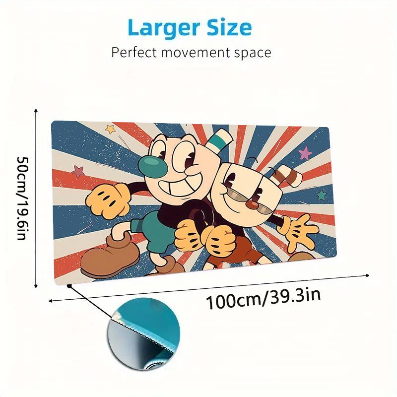 Cuphead Print Cushion Non-slip Laptop Tablet Big Mousepad XXL Mat Mini PC Playmat With Lock edge