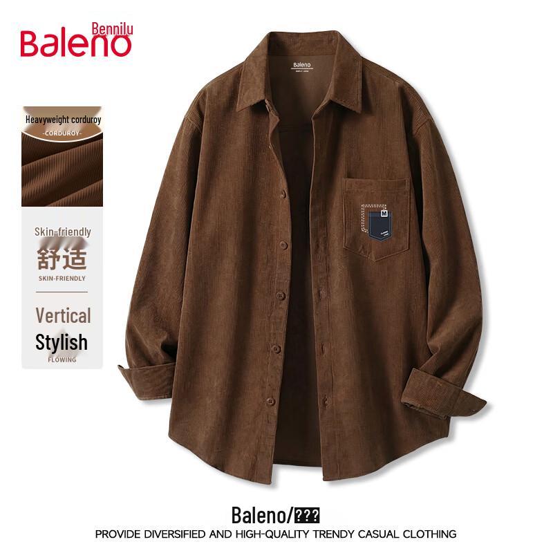

Мужская вельветовая рубашка с длинным рукавом свободного кроя Baleno в винтажном стиле 5XL
