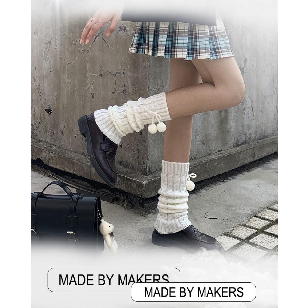 White Hairball Socks Cover Solid Color Stacking Socks Skinny Legs Jk Japanese Leg Cover Korean Version Student Versatile Lolita Autumn and Winter Thic