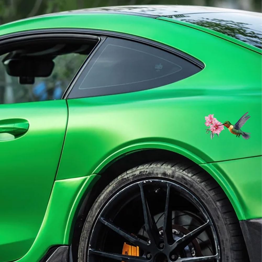 5 Styles Birds Car Stickers 6.1x5.83 Inches Hummingbird Vinyl Decals Beautiful Vibrant Colored Bird Flower Plastic Decoration Decals for Auto Cars