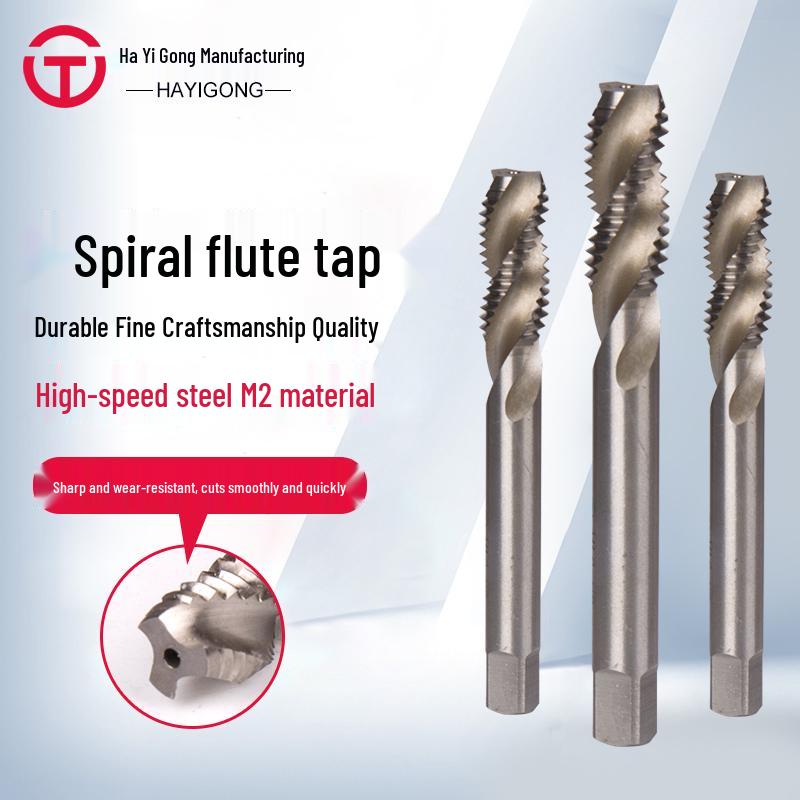 Ha Yi Gong High-Speed Steel Spiral Flute Threading Tap Set M6 M8 M10 M3 for Aluminum