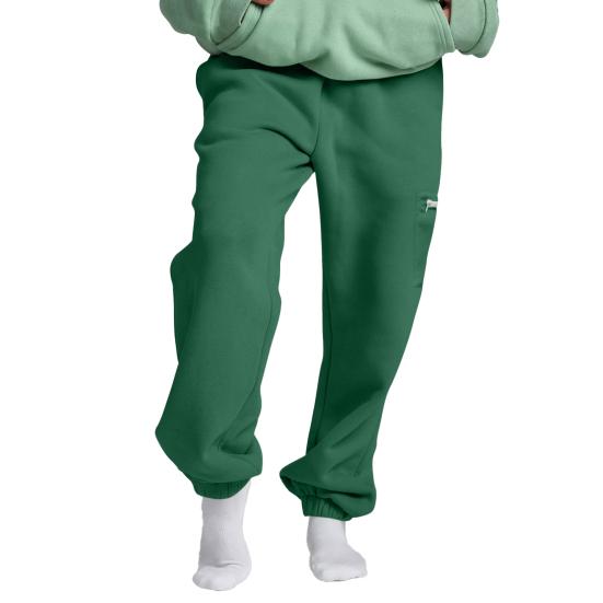 Women Sweatpants Elastic Waist Wide-Leg Casual Trousers with Pockets Solid Color Thickened Plush Lining Sport Sweatpants