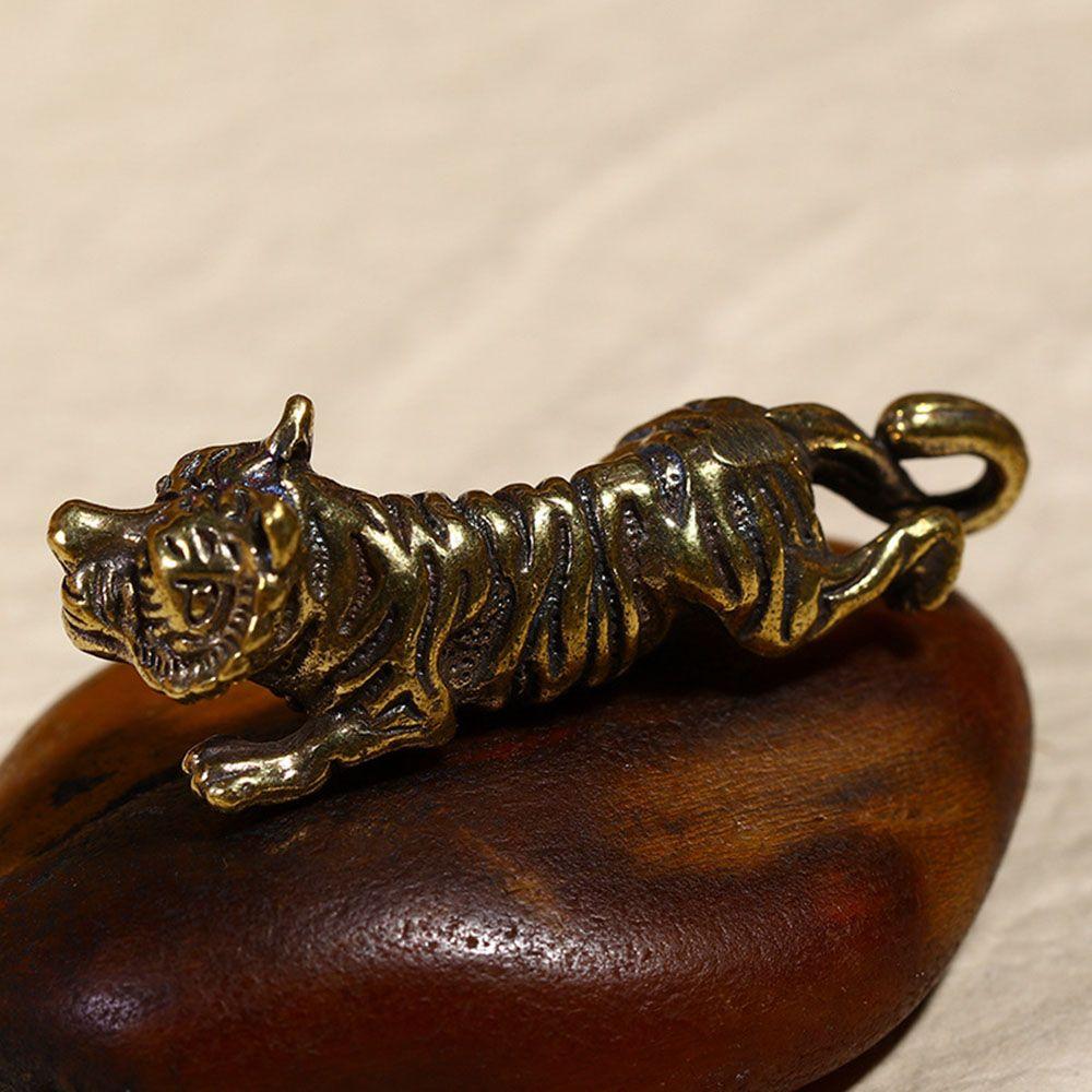 Metal Diy Animal Home Office Room Ornaments Casting Sculpture Pendant Tiger Figurine Keychains