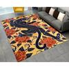 Black Tibetan Tiger Rug Yellow Based Orange Rose Themed Eclectic Animal Mythological Carpet Primitive Bedroom Kitchen Area Rugs