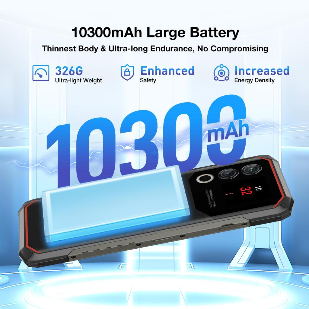 DOOGEE Blade10 Max Rugged Smartphone Android 15, 32GB+256GB/2TB, 10300mAh, 1.54” Touch Back Screen, 50MP AI Camera/3 Card Slots/NFC