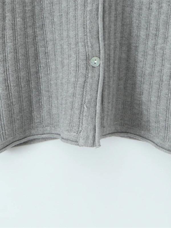 Korean Retro V-Neck Cardigan & High Waist Pleated Skirt Knit Set