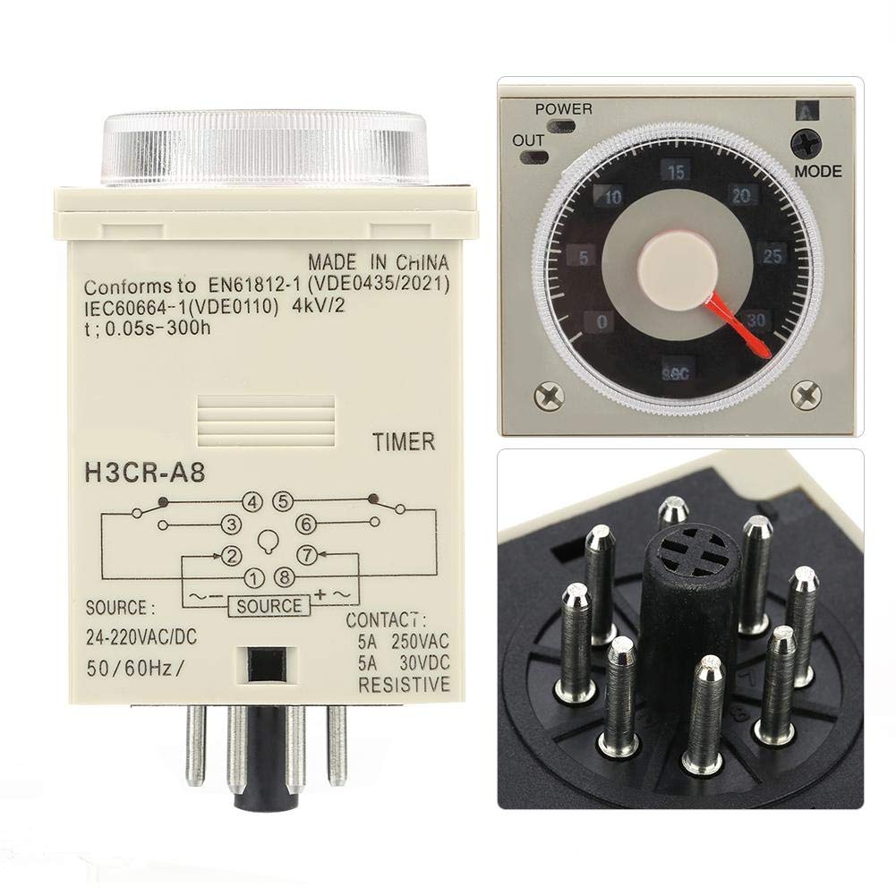 5A Time Delay Knob Type H3CR-A8 8-Pin Relay, Timer,