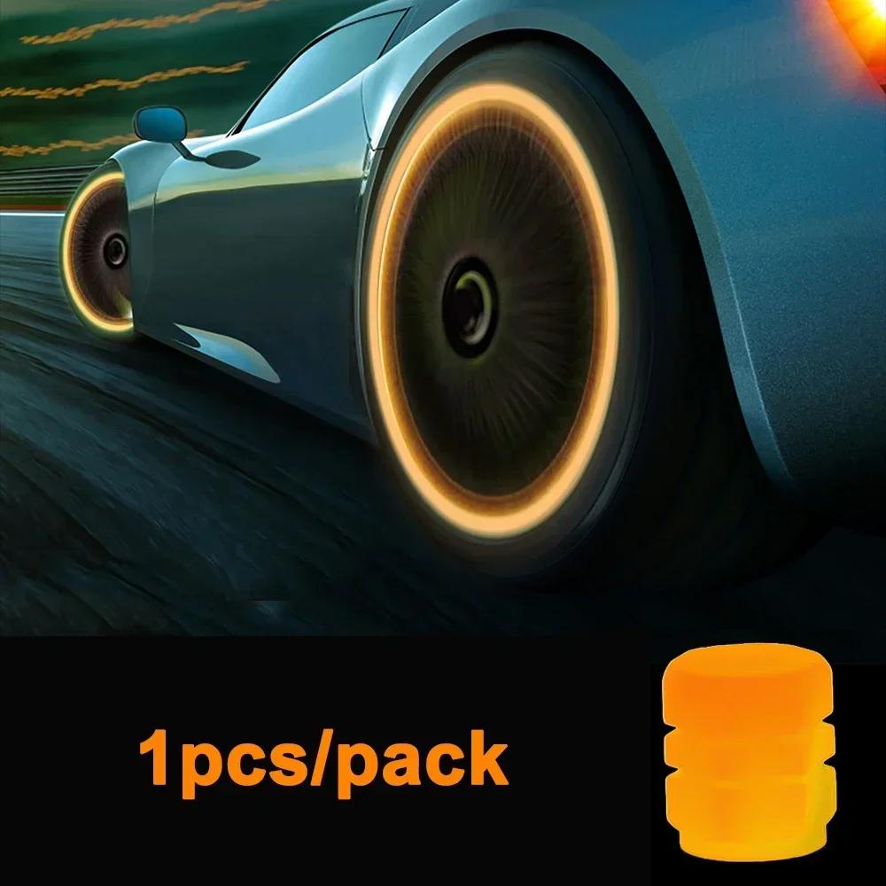 20PCS Luminous Tire Valve Caps Motorcycle Bike Wheel Nozzle Dustproof Tyre Valve Stem Fluorescent Night Glowing Car Decor