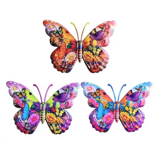Decorazione Murale a Farfalla in Metallo Resistente alle Intemperie Uso Esterno Ferro Durevole Lavorazione Piatta 2D Colori Vivaci Stampati UV Facile da Montare Giardino Patio