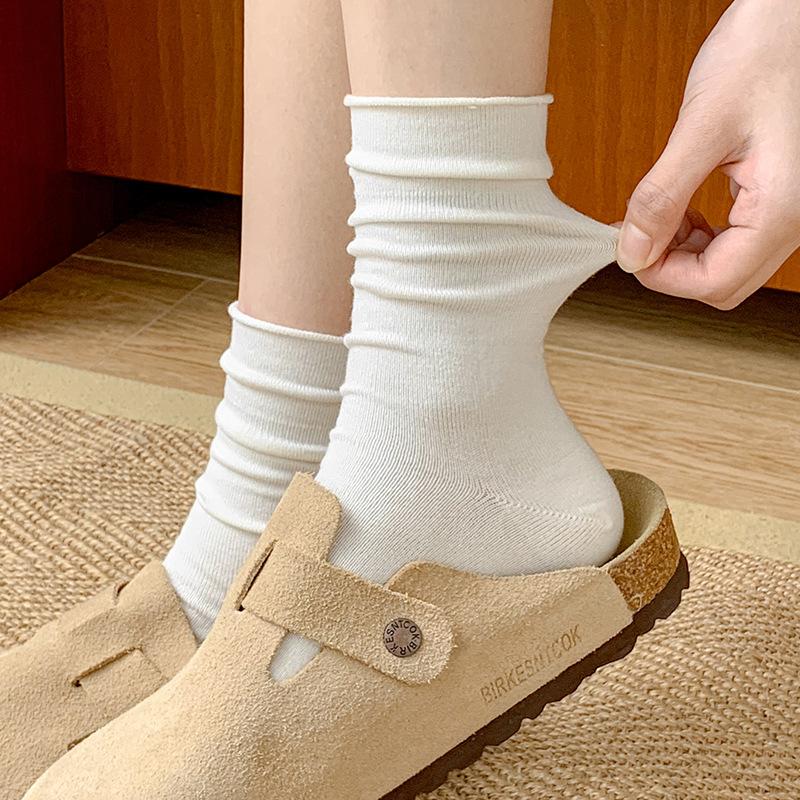 Skarpety Wełniane Dziecięce Jednokolorowe Skarpetki do Nakładania Sezonowe Ciepłe Zwijane Bezszwowe Skarpety Poporodowe Kaszmirowe Skarpety Średniej Długości Damskie