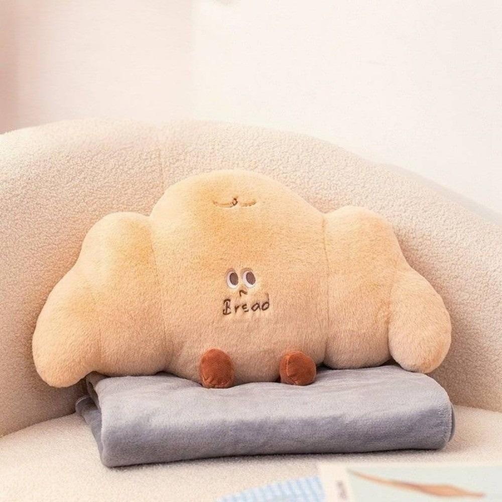 Soft Cow Horn Pillow Plush Air Conditioner Cushion Bread Pillow Blanket  For Bed and Sofa Decor