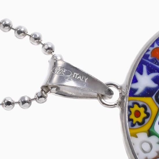 [Jewelry Walk Shinsaibashi] Venetian Glass Pendant Necklace, Made in Italy, Venetian Glass Millefiori 26mm, Multicolor [Click Post]